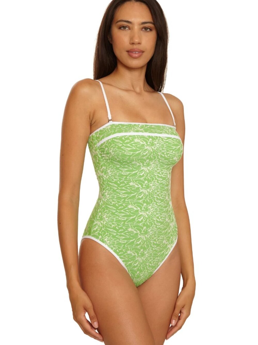 BECCA WATER LILY PRINT BANDEAU ONE PIECE IN SIZE MEDIUM